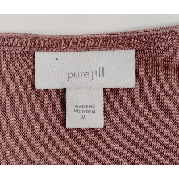 J Jill Pure Jill Top Womens Medium Pink Modal Blend V-Neck 3/4 Sleeve Sweatshirt - Picture 2 of 9